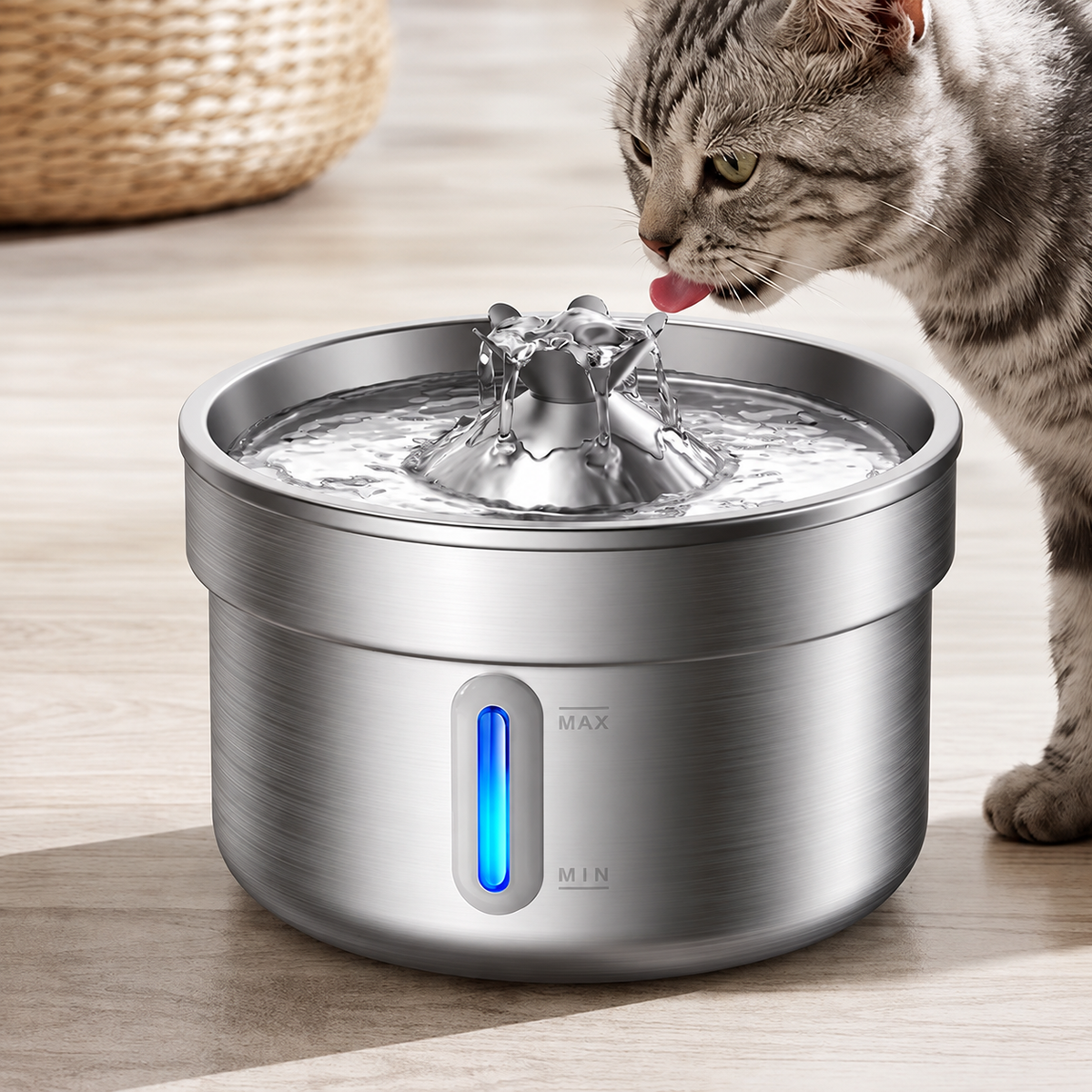 Fontaine à eau en inox pour chat et chien