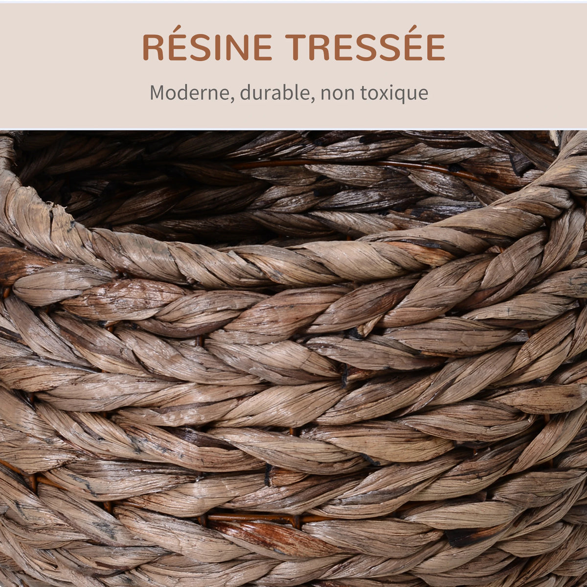 Panier boule surélevé pour chat en feuille de bananier tressée – vue 4