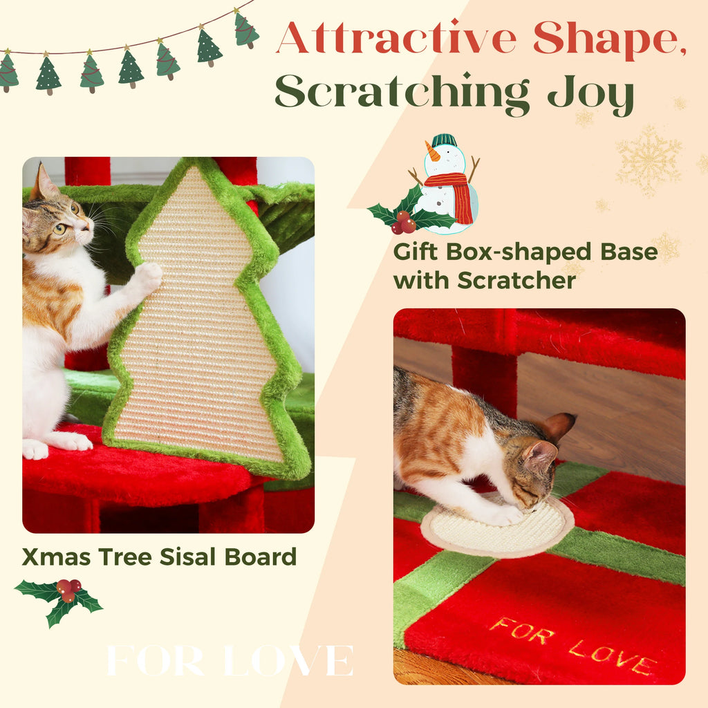 Arbre à chat de Noël, détails