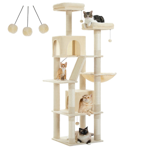 Arbre à chat 180 cm avec niches et hamac – vue 2