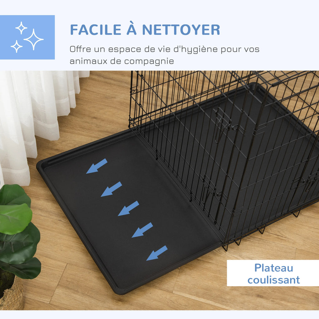 Cage pliable noire pour chien avec deux portes – vue 6