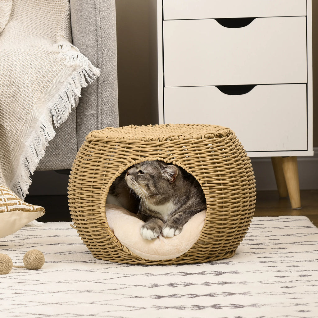 Niche façon rotin pour chat