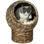 Panier boule surélevé pour chat en feuille de bananier tressée – vue 2