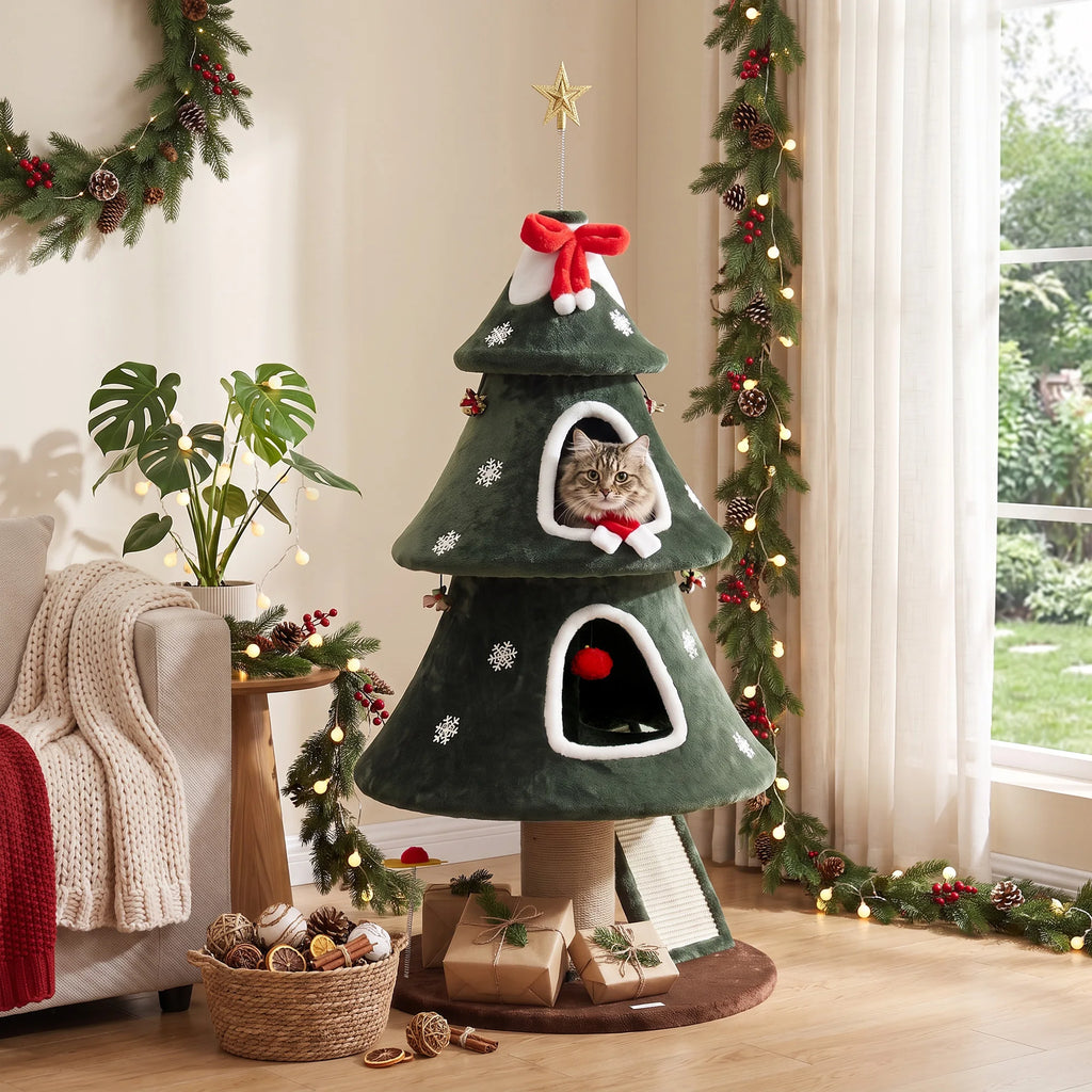 Arbre à chat sapin de Noël 132 cm