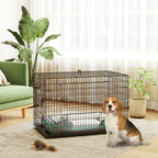 Cage pliable noire pour chien avec deux portes