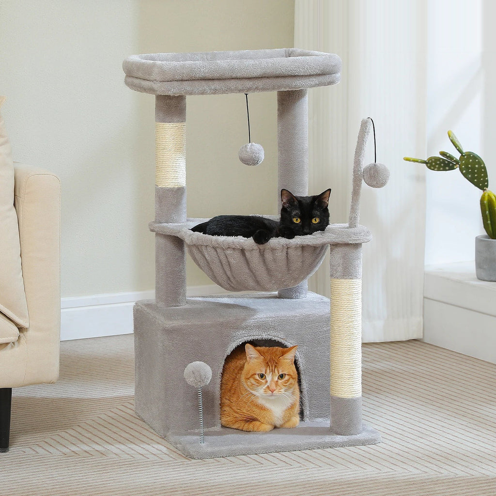 Petit arbre à chat 84 cm avec niche et hamac