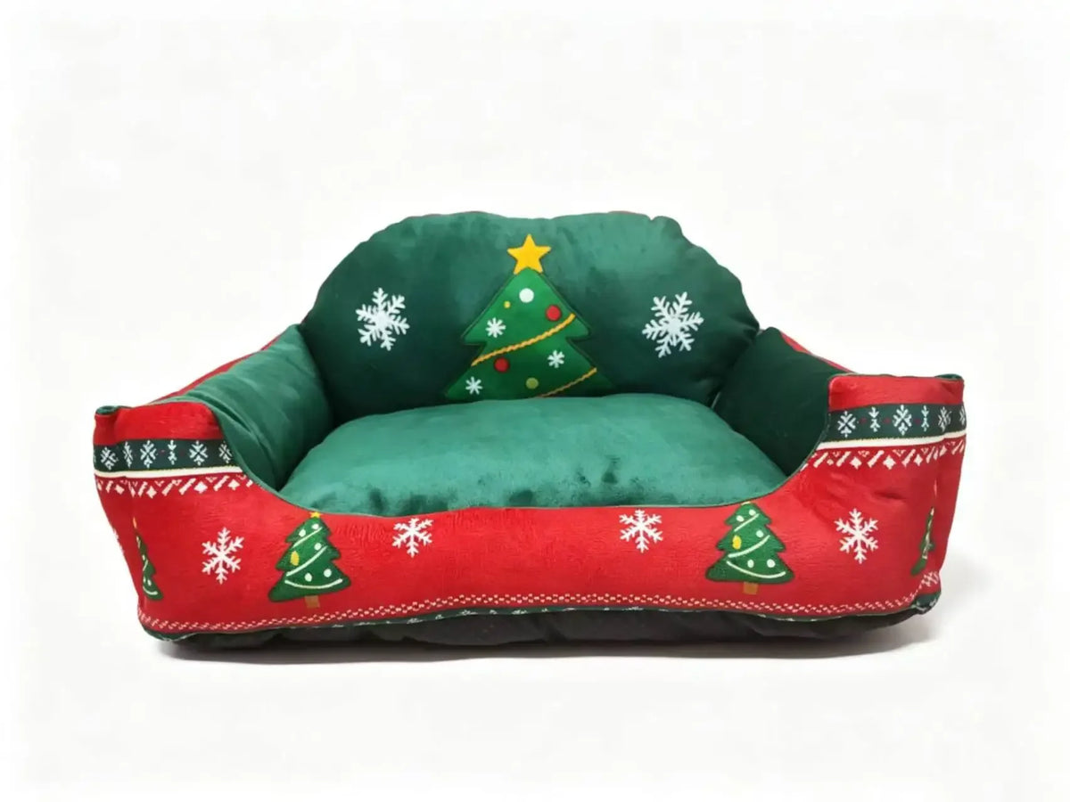 Canapé de Noël pour chien et chat, motif sapin