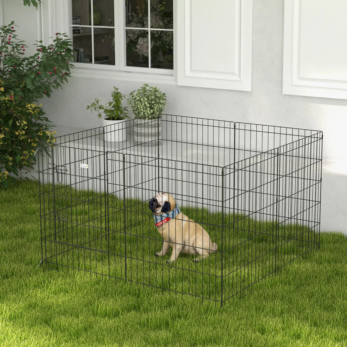 Parc pour chien 8 panneaux en acier – vue 2