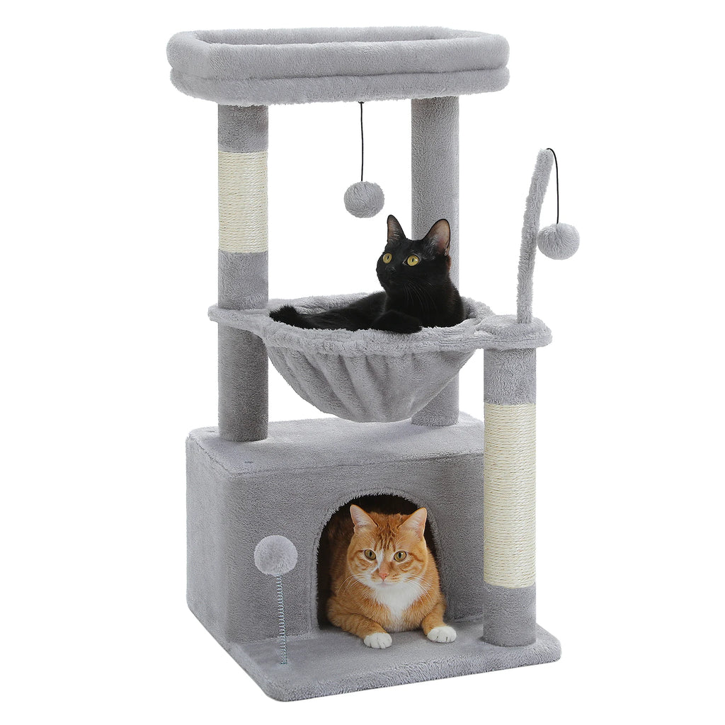 Petit arbre à chat 84 cm avec niche et hamac – vue 6