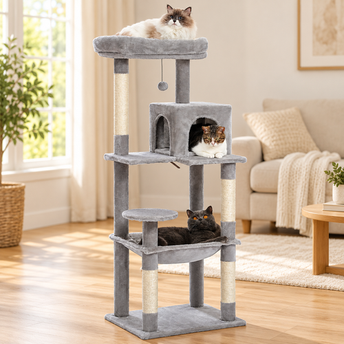 Arbre à chat 5 niveaux avec hamac