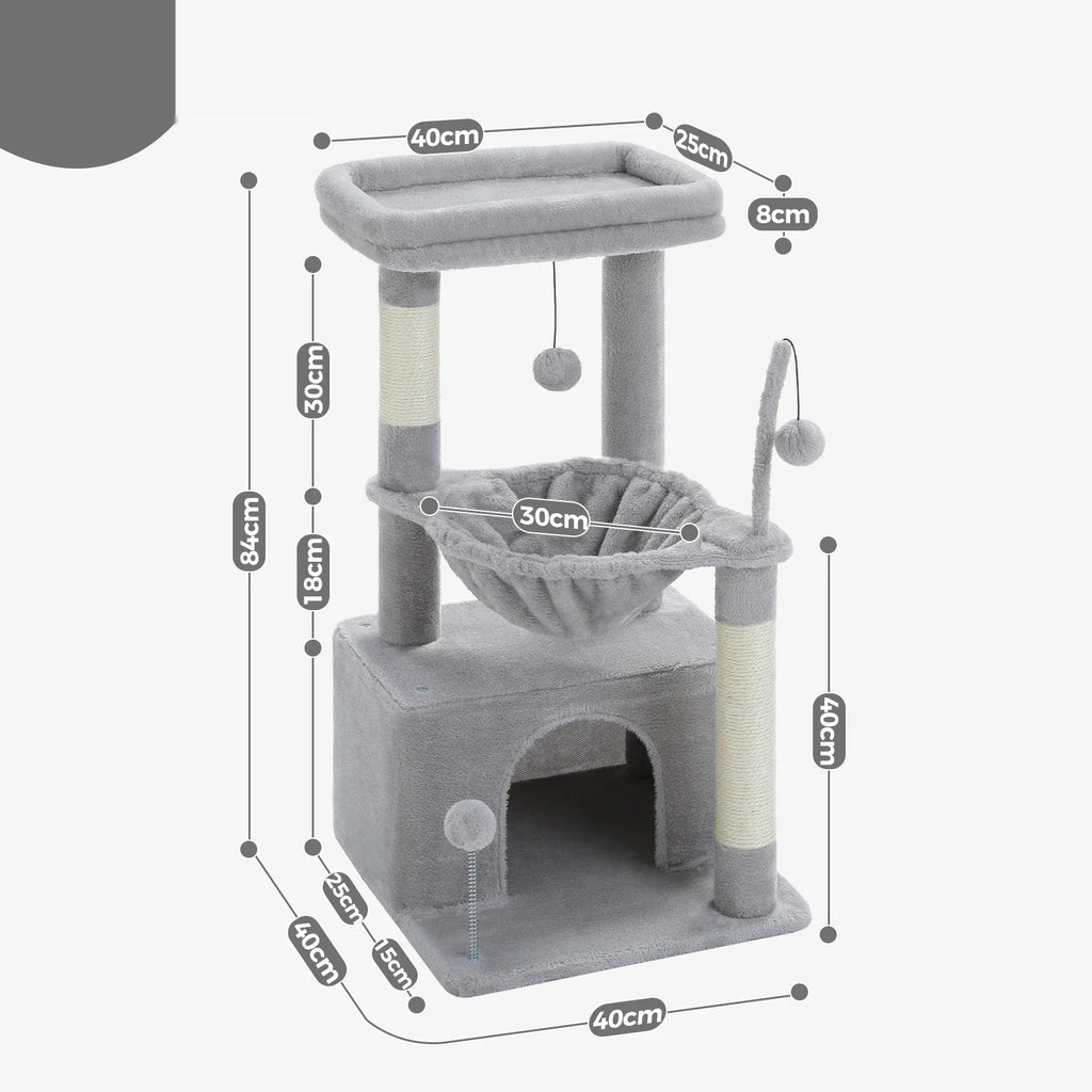 Petit arbre à chat 84 cm avec niche et hamac – vue 5