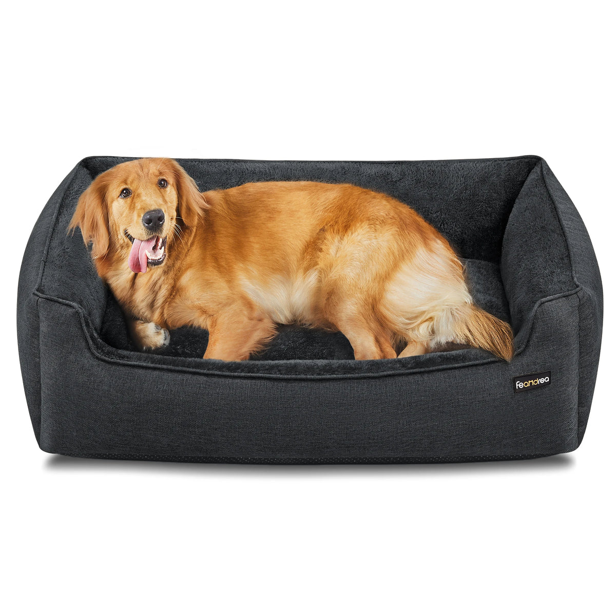 Grand lit pour chien gris foncé aspect lin