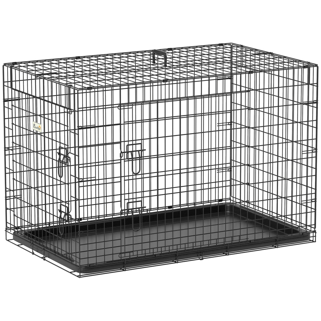 Cage pliable noire pour chien avec deux portes – vue 2