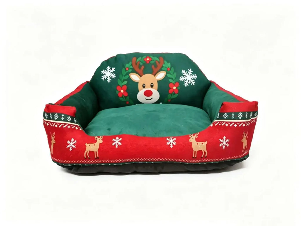Canapé de Noël pour chien et chat, motif renne