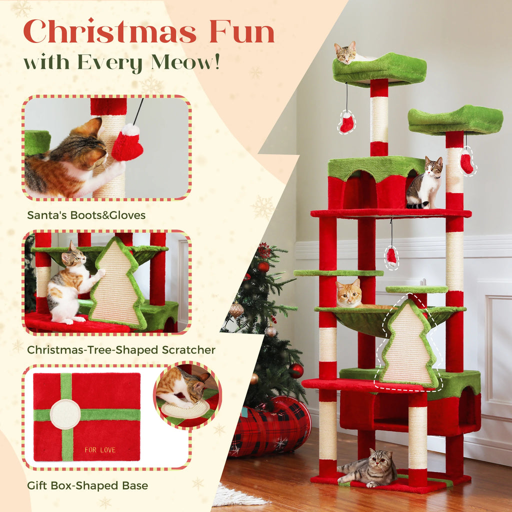 Arbre à chat de Noël, niches et perchoirs