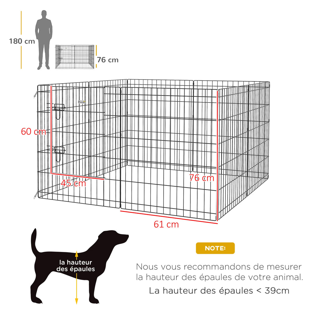 Parc pour chien 8 panneaux en acier – vue 5