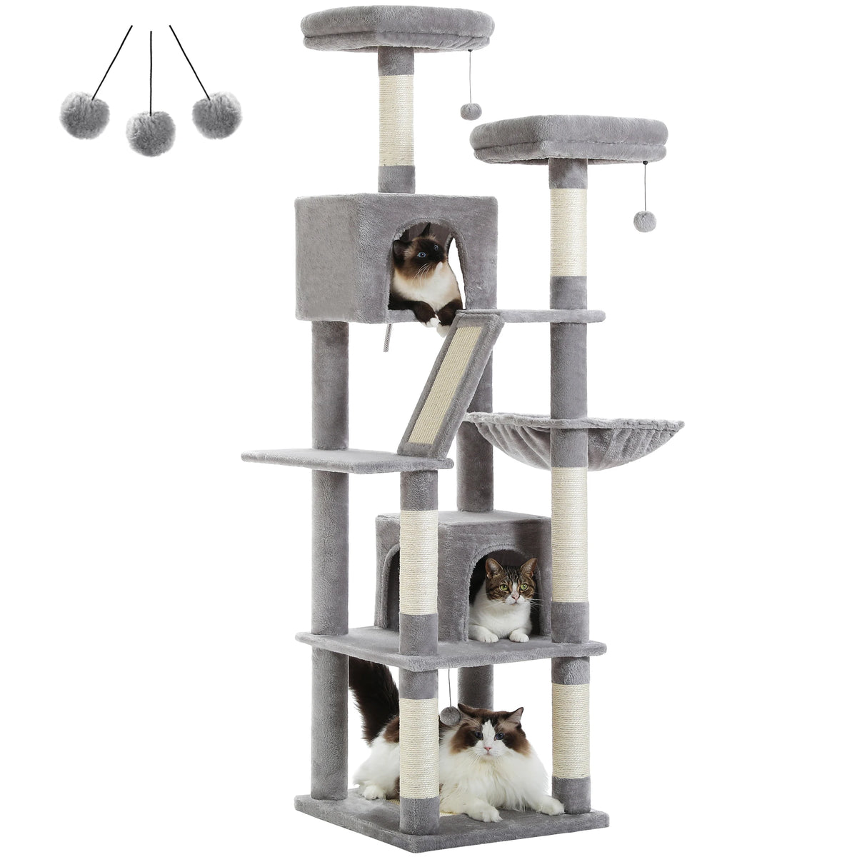 Arbre à chat 180 cm avec niches et hamac