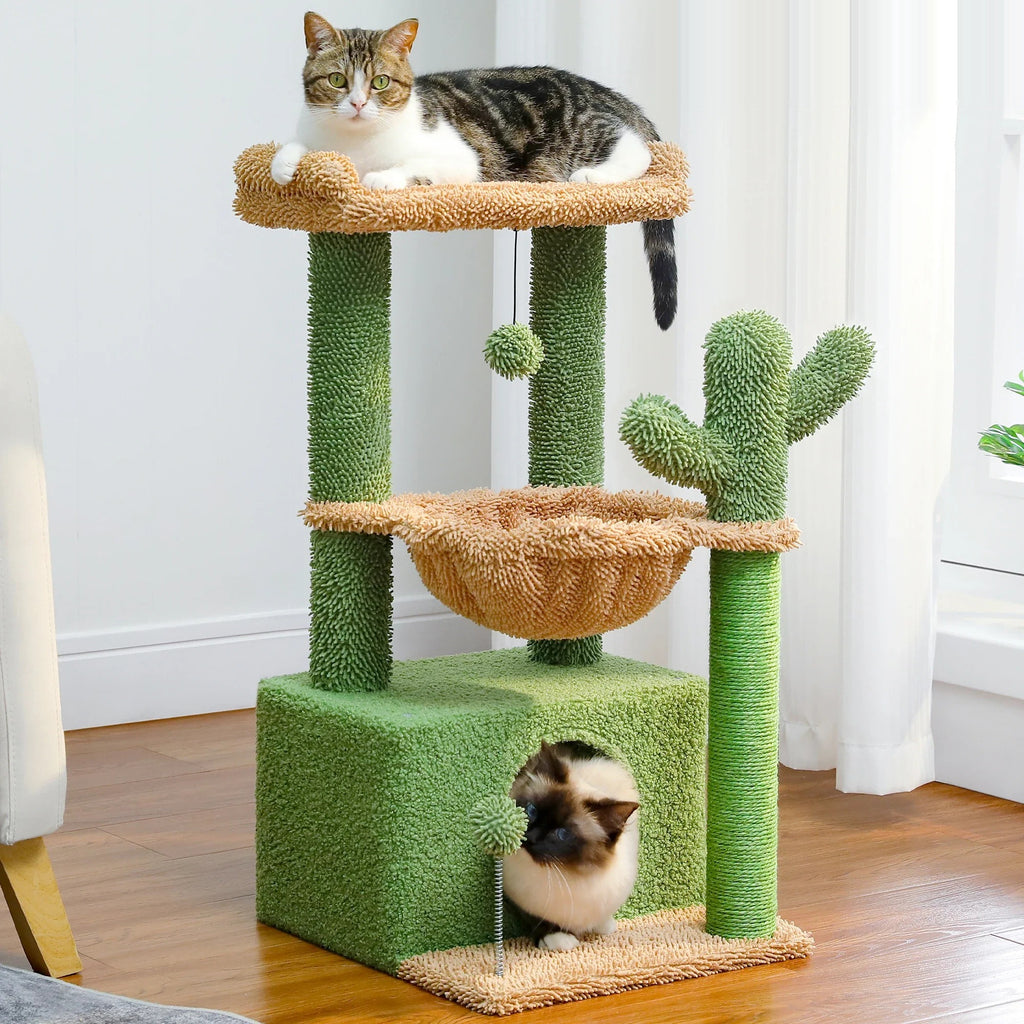 Petit arbre à chat 84 cm avec niche et hamac – vue 3