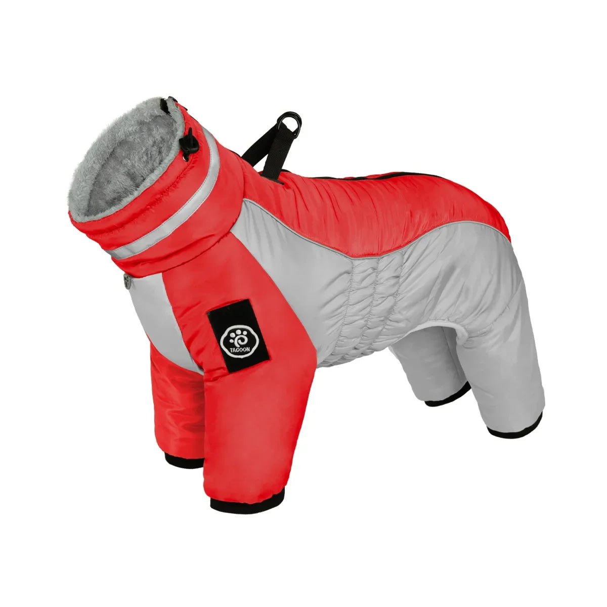 Manteau d'hiver doublé polaire pour chien, rouge