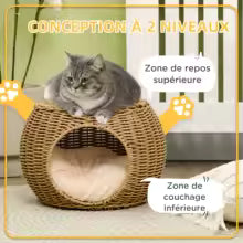Niche façon rotin pour chat