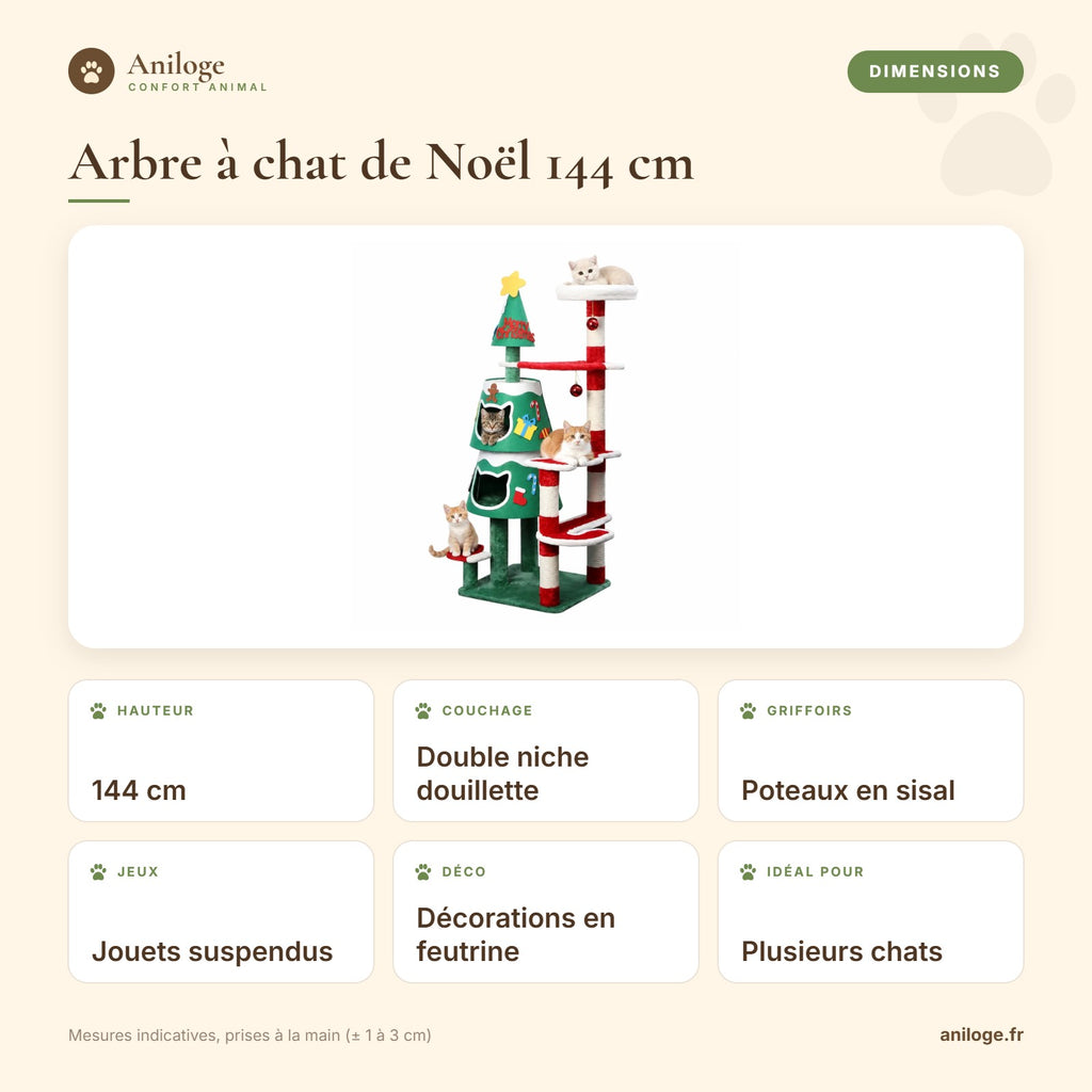 Caractéristiques de l’arbre à chat de Noël 144 cm