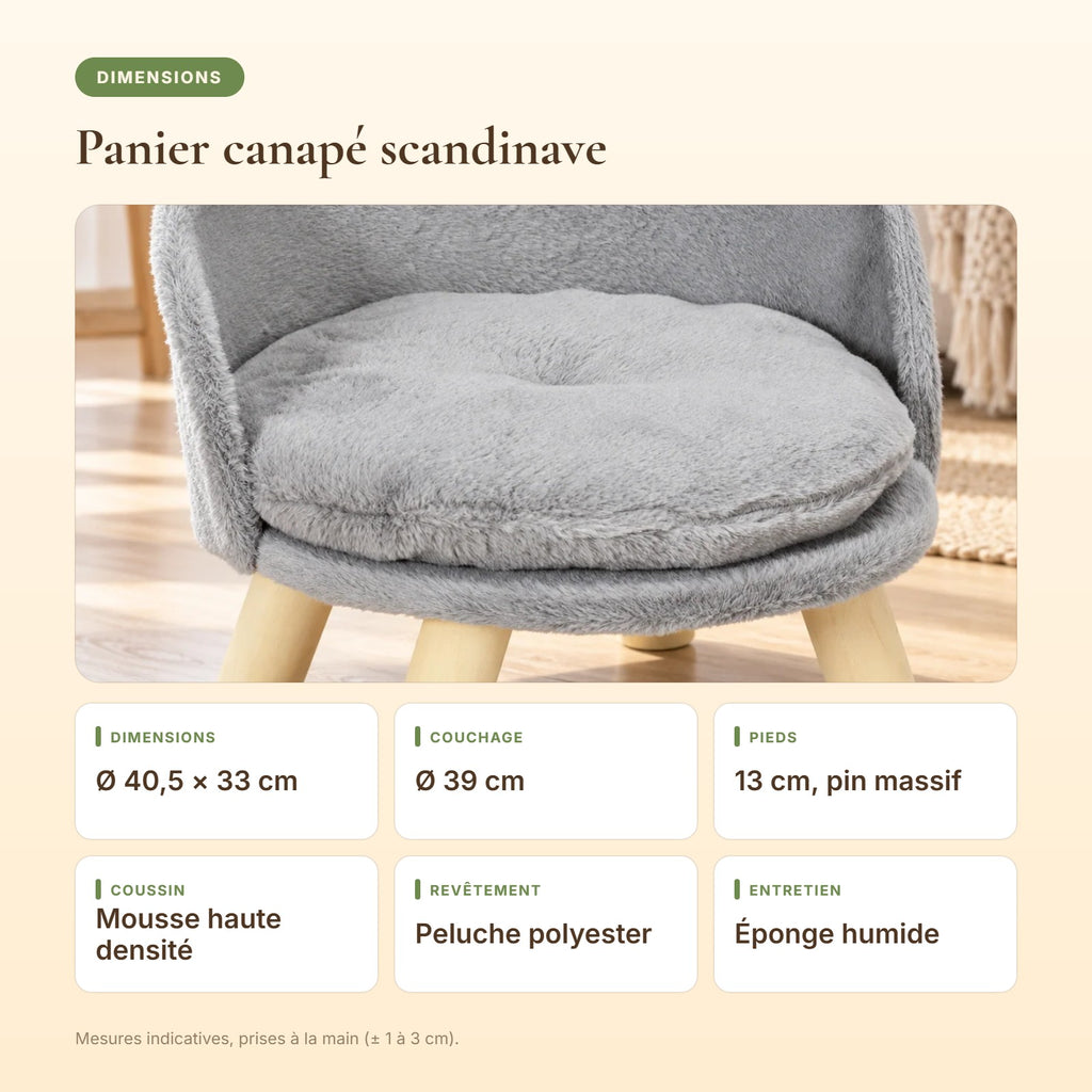 Dimensions du panier canapé scandinave