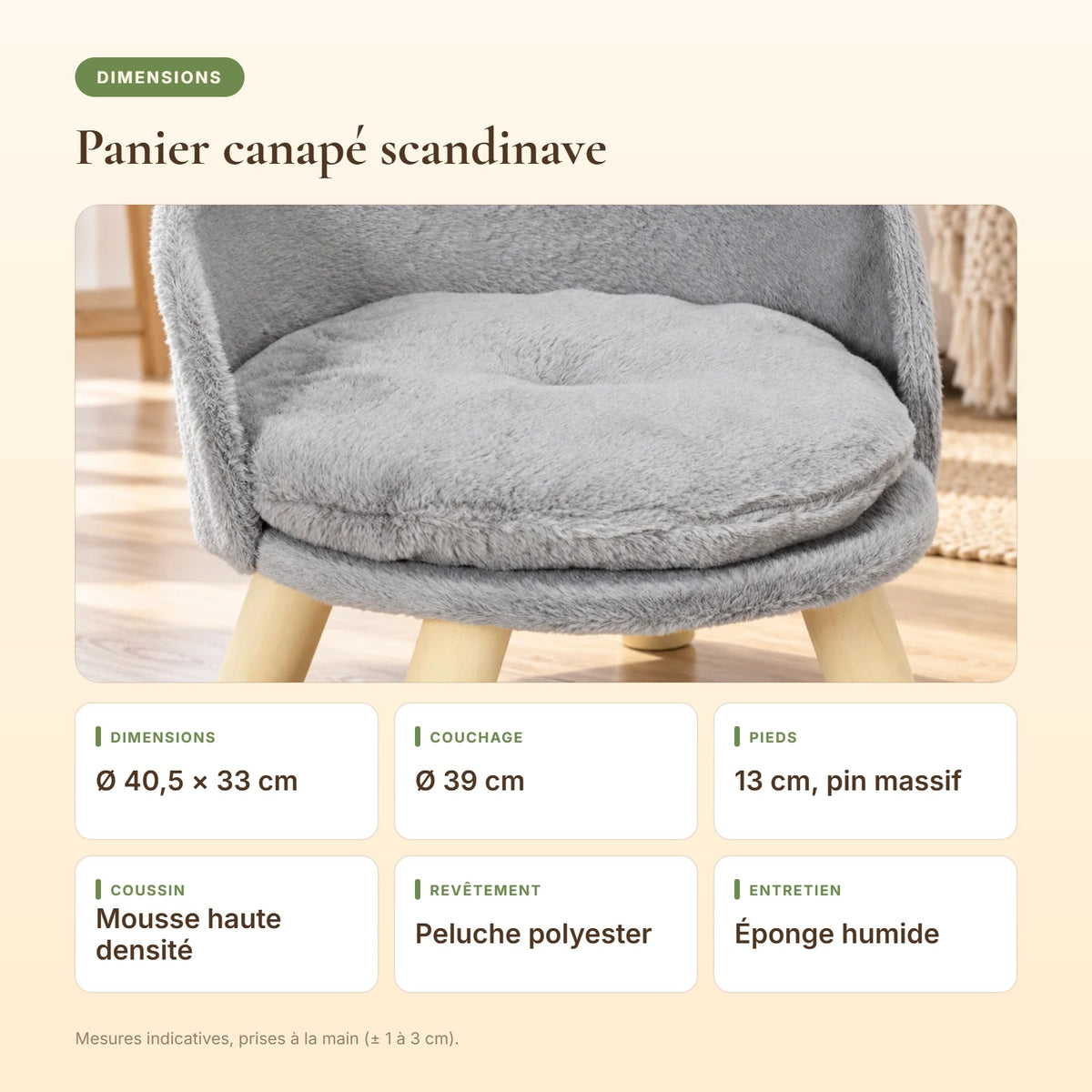 Dimensions du panier canapé scandinave