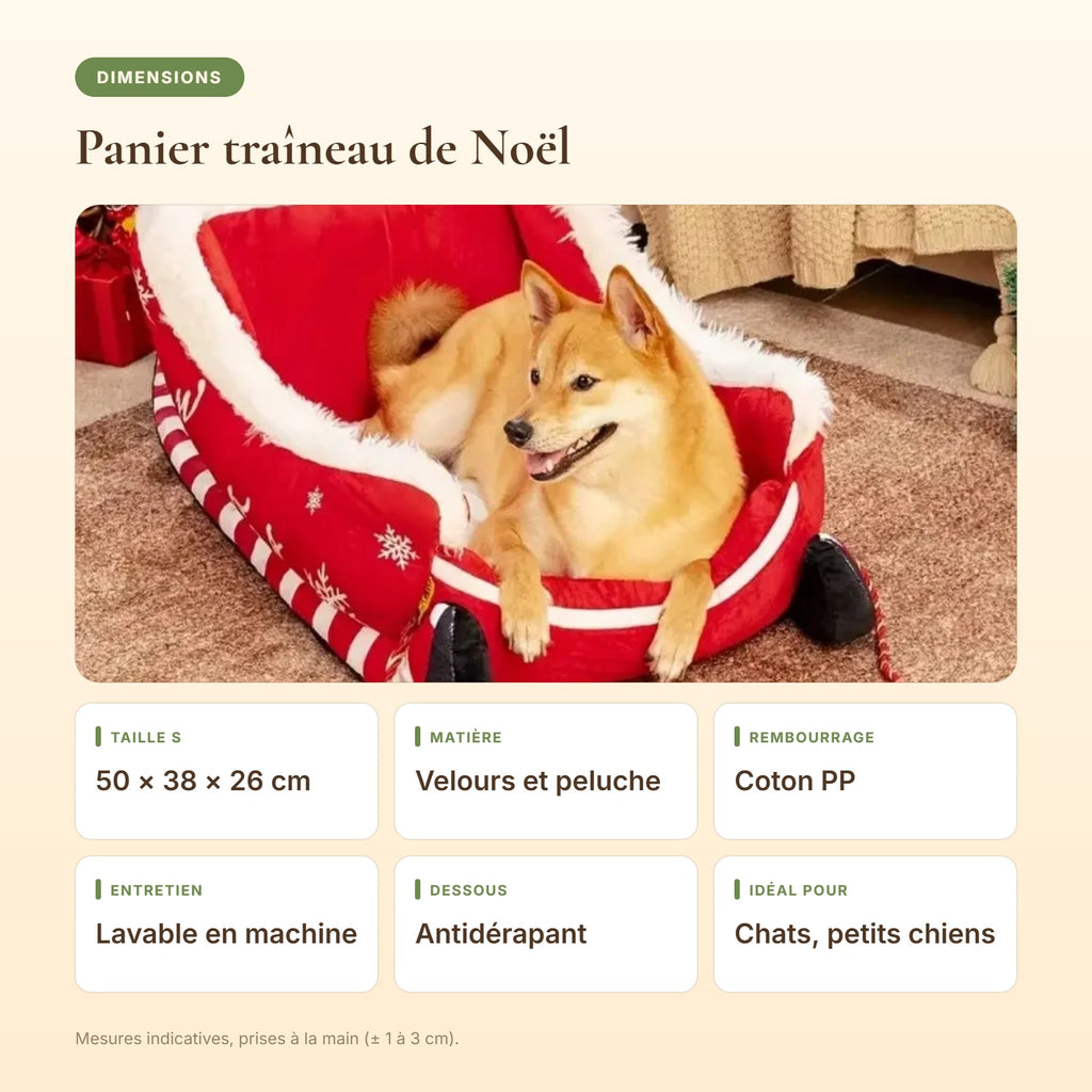Dimensions du panier traîneau de Noël